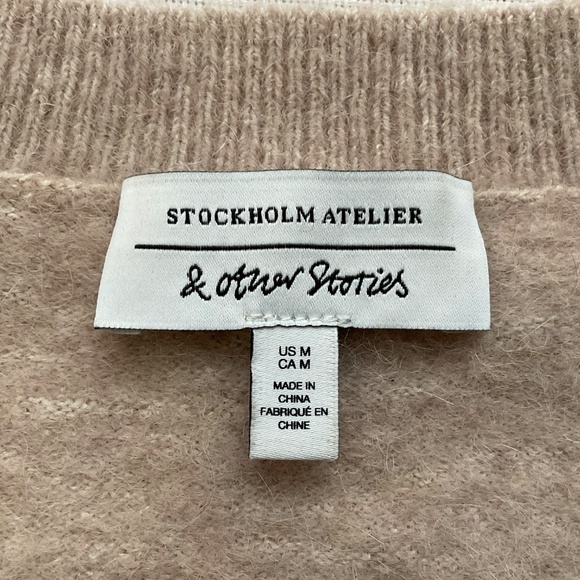 & Other Stories Alpaca Blend Knitted Beige Sweater Crew Neck Top Size M NEW - Picture 7 of 16